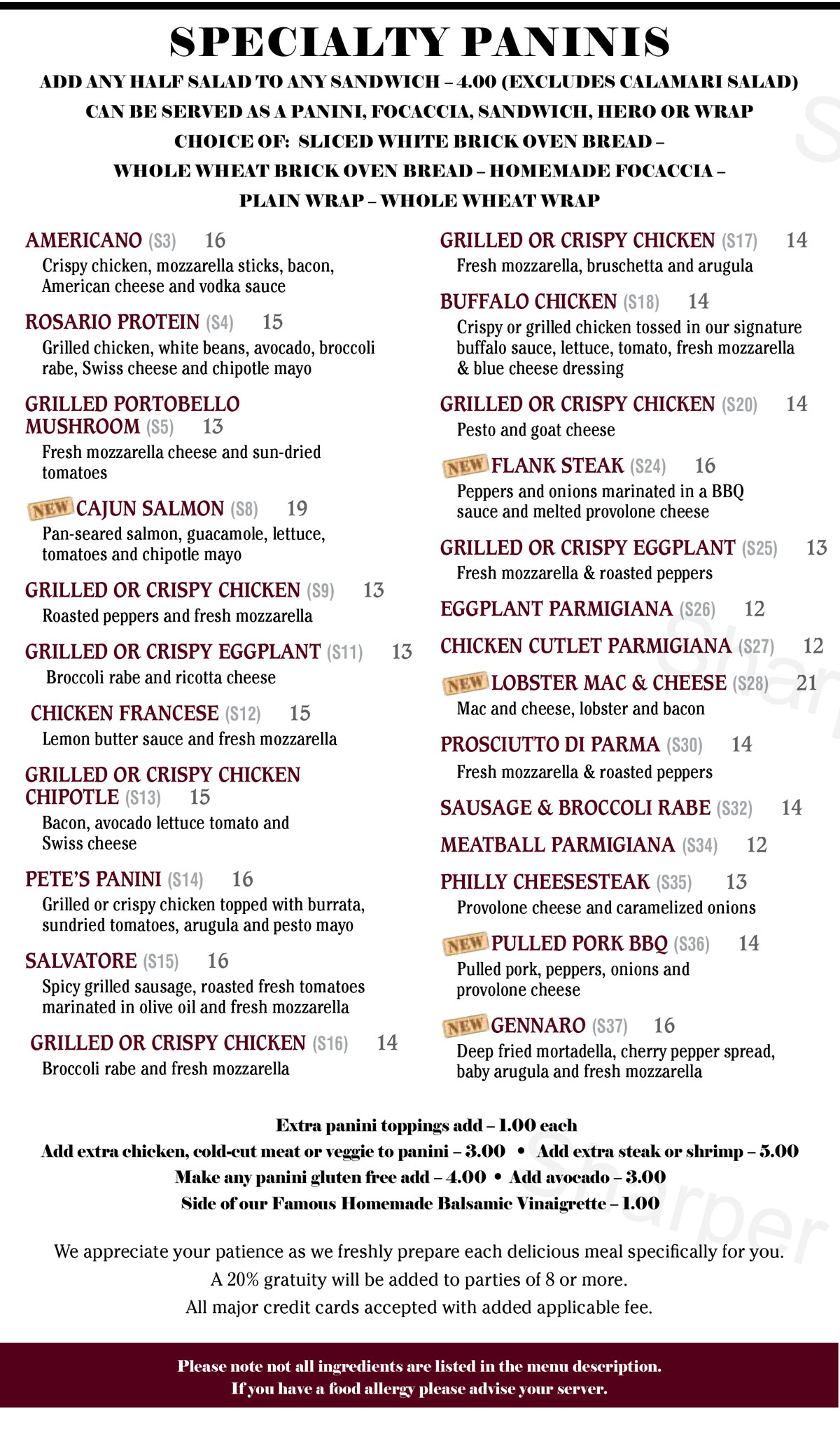 menu